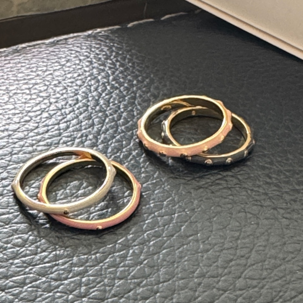 Gorjana stacked enamel rings with gold size 6 (4 rings) - Picture 2 of 5